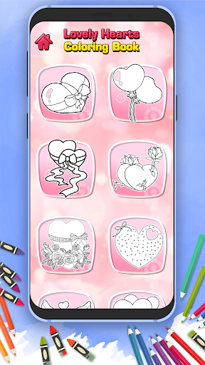 Lovely Hearts Coloring Book Screen 2