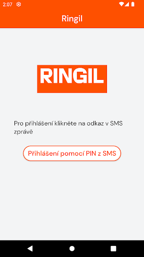 Android application Ringil pro řidiče screenshort