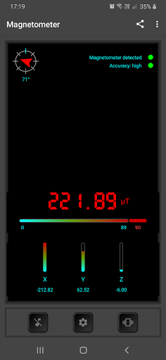 Screenshot of Magnetometer