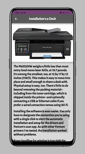 Android application Pantum M6552NW Printer Guide screenshort