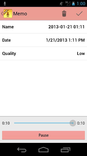 Android application Audio Memos SE screenshort