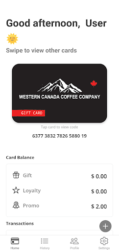 Android application Western Canada Coffee Company screenshort