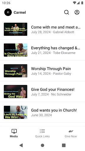 Android application Carmel Church San Diego screenshort