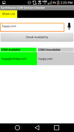 Domain Name Search Screen 2