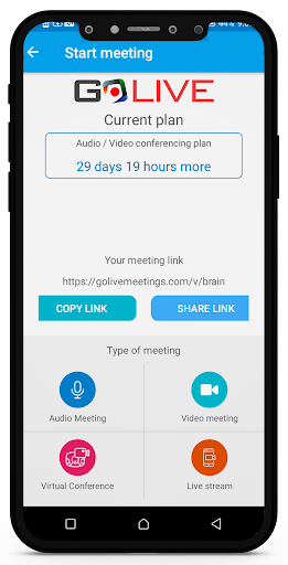 Android application GoLive Meetings screenshort
