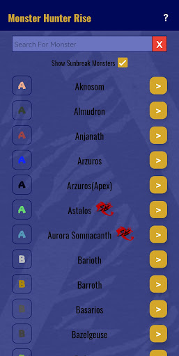 Android application Sunbreak Monster Weaknesses screenshort