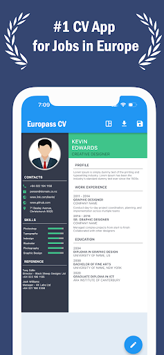 Android application EuroPass CV Maker - EU Resume screenshort