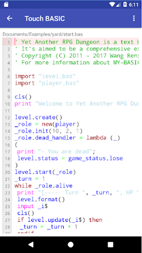 Touch BASIC Screen 2