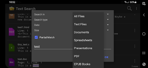 Android application Text Search screenshort