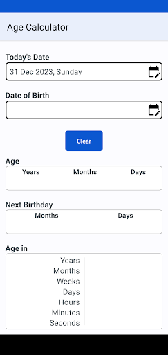 Android application Age Calculator screenshort
