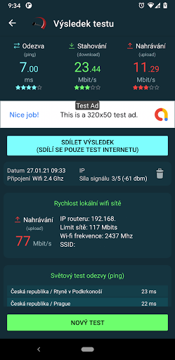 Android application Rychlost.cz - rychlost připoje screenshort