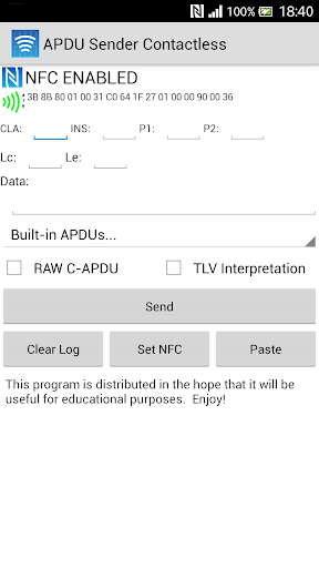 APDU Sender Contactless Screen 2