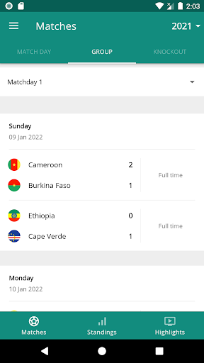 Android application Live Result for AFCON 2023 screenshort