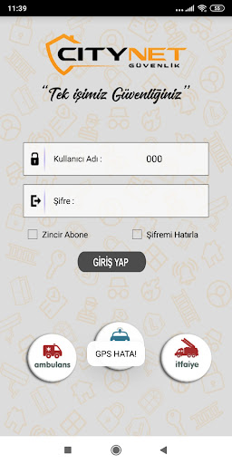 Android application Citynet Güvenlik screenshort
