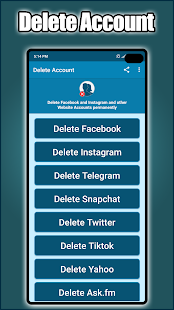Delete Account Schermata