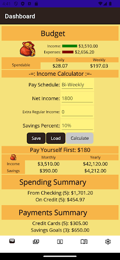 Android application Lean Purse Calculator screenshort