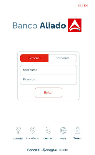 Android application Banco Aliado screenshort