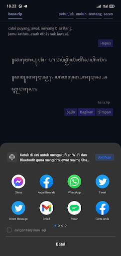 Hana - Teks ke aksara Jawa Screen 3