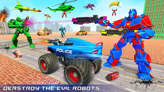 Police Bull Robot Truck Games