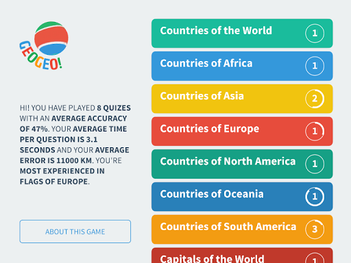 Android application GeoGeo! screenshort