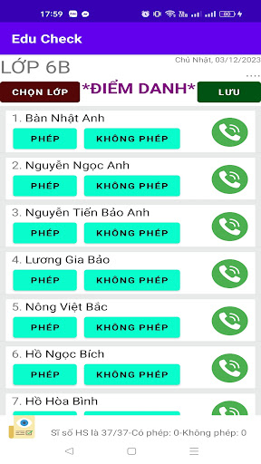 Điểm danh và quản lý bán trú Screen 3