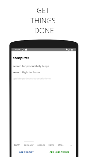 Android application DoNext for GTD screenshort