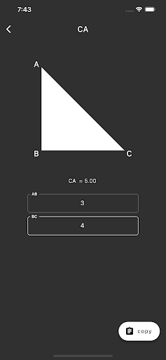 Right Triangle Calculator Screen 3