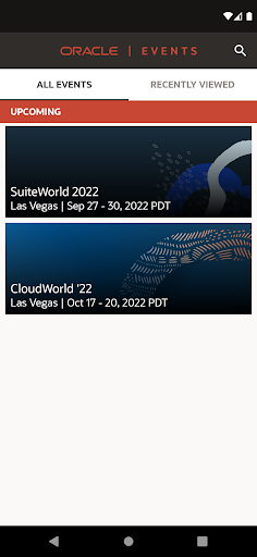 Oracle Events Screen 2