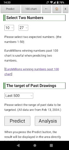 Euro Lottery Prediction Screen 2