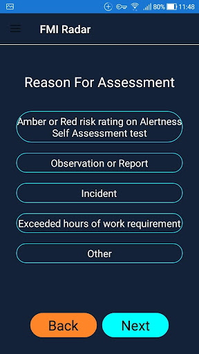 Fatigue RADAR Screen 3