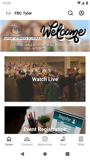 Android application First Baptist Church Tyler screenshort