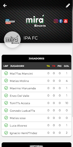 Mirá Sports Screen 2