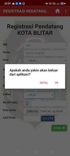 REGISTRASI KEDATANGAN Screen 3