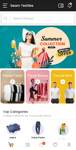 Android application SEAM TEXTILES screenshort