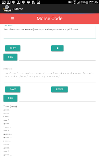 Android application J-Morse (beta) screenshort