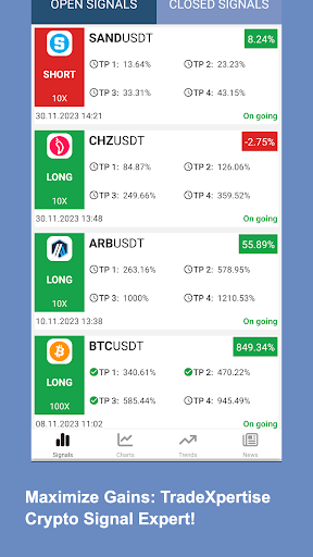 TradeXpertise - Crypto Signals Screen 2