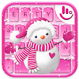 Cute Cartoon Winter Pink Snowman Keyboard Theme icon
