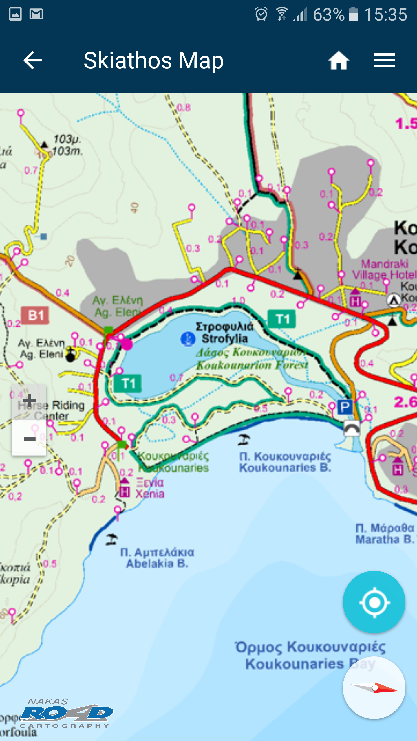 Android application SKIATHOS Offline Hiking Map screenshort