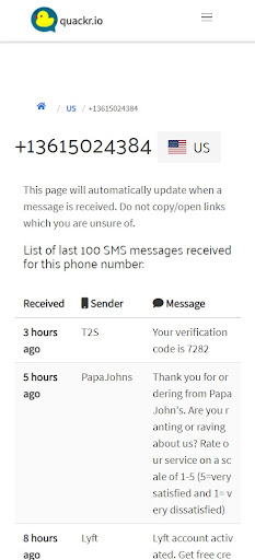 Receive SMS Online | quackr Screen 2