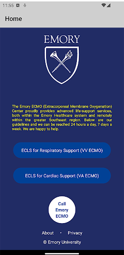 Android application Emory ECMO screenshort