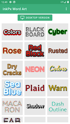 Android application inkPx Word Art: Text to PNG screenshort