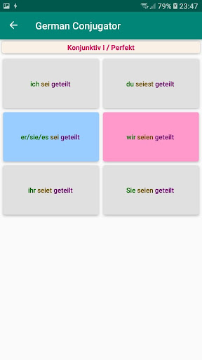 German Verb Conjugation Screen 3