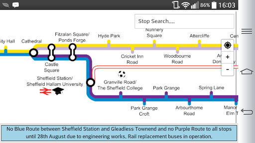 Android application Sheffield Tram Live screenshort