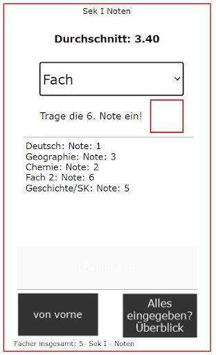Zeugnisdurchschnitt Rechner Screen 3