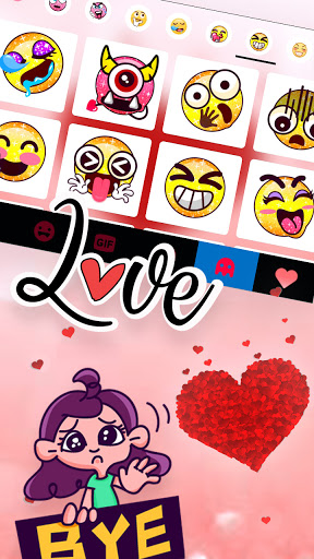 Red Hearts Keyboard Background Screen 3