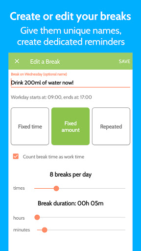 Work Break Reminder (Legacy) Screen 2