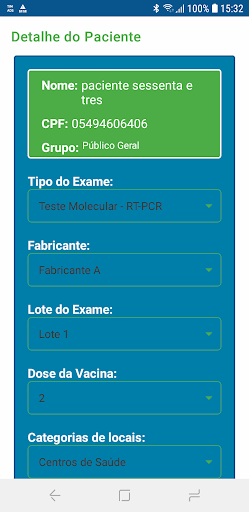 Android application Testagem Recife screenshort