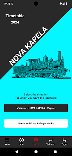 Android application Nova Kapela train timetable screenshort