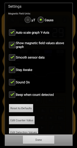 Screenshot of Magnetic Field Counter