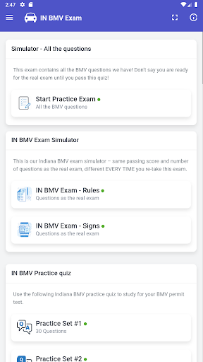 Indiana BMV Test Screen 3